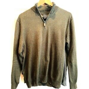 Jos. A. Bank Sweater Mens L Green Quarter Zip Travelers Collection Pullover